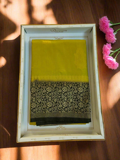 Chinon Crushed Pista Green Saree