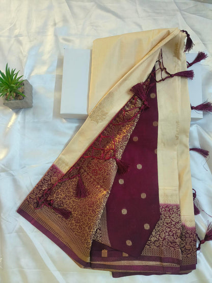 Chinon Crushed White Saree