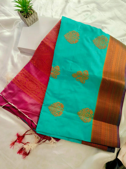 Soft Silk Sky Blue Saree