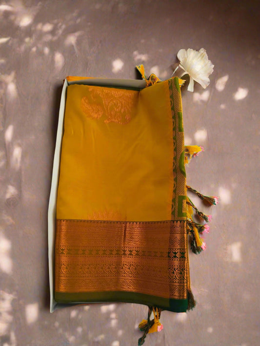 Soft Silk Mustard Yellow Saree