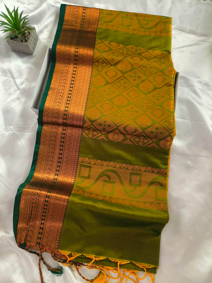 Soft Silk Mustard Yellow Saree