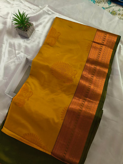 Soft Silk Mustard Yellow Saree