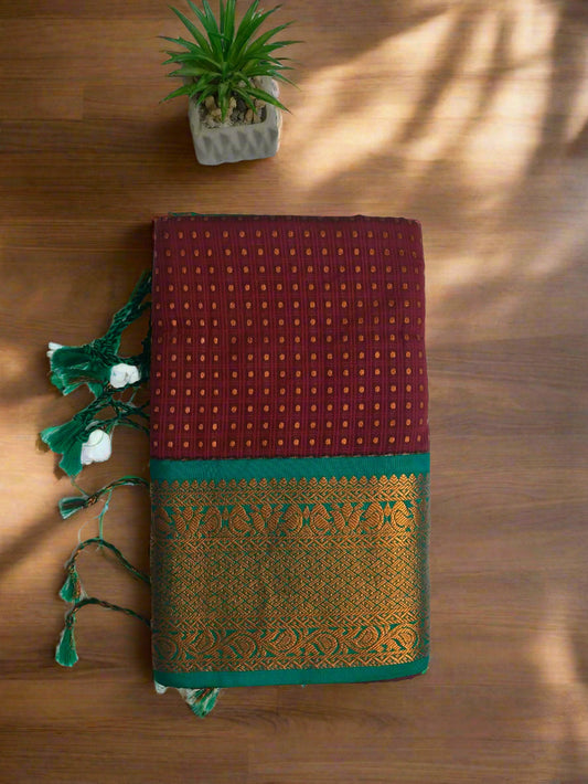 Kattu Lakshya Butta-Soft silk Magenta Saree