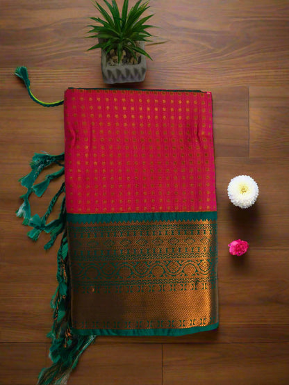 Kattu Lakshya Butta-Soft silk Pink Saree