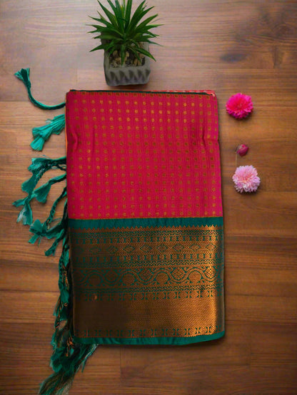 Kattu Lakshya Butta-Soft silk Orange Saree