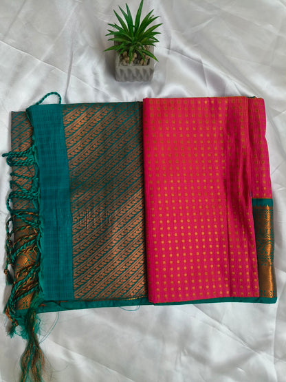 Kattu Lakshya Butta-Soft silk Orange Saree