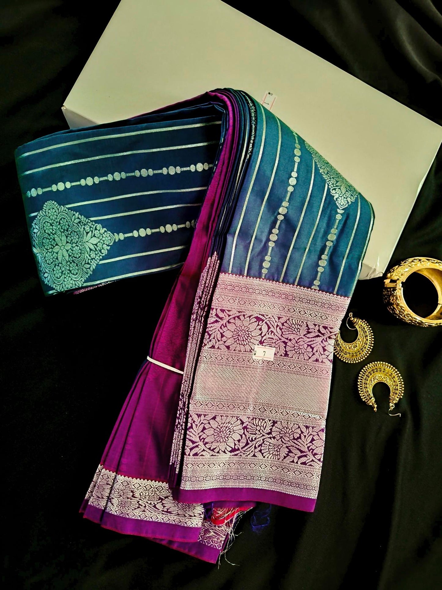 Silver Border-Semi Silk Blue Saree