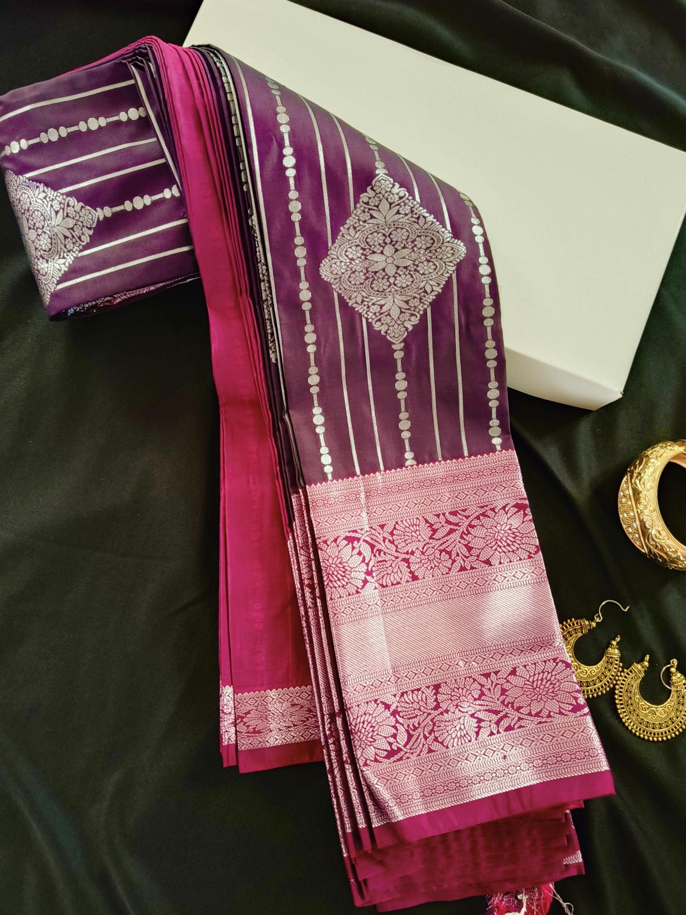 Silver Border-Semi Silk Maroon Saree