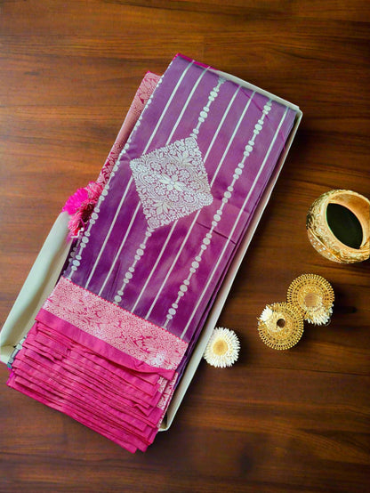 Silver Border-Semi Silk Maroon Saree