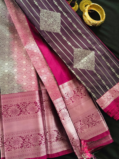 Silver Border-Semi Silk Maroon Saree