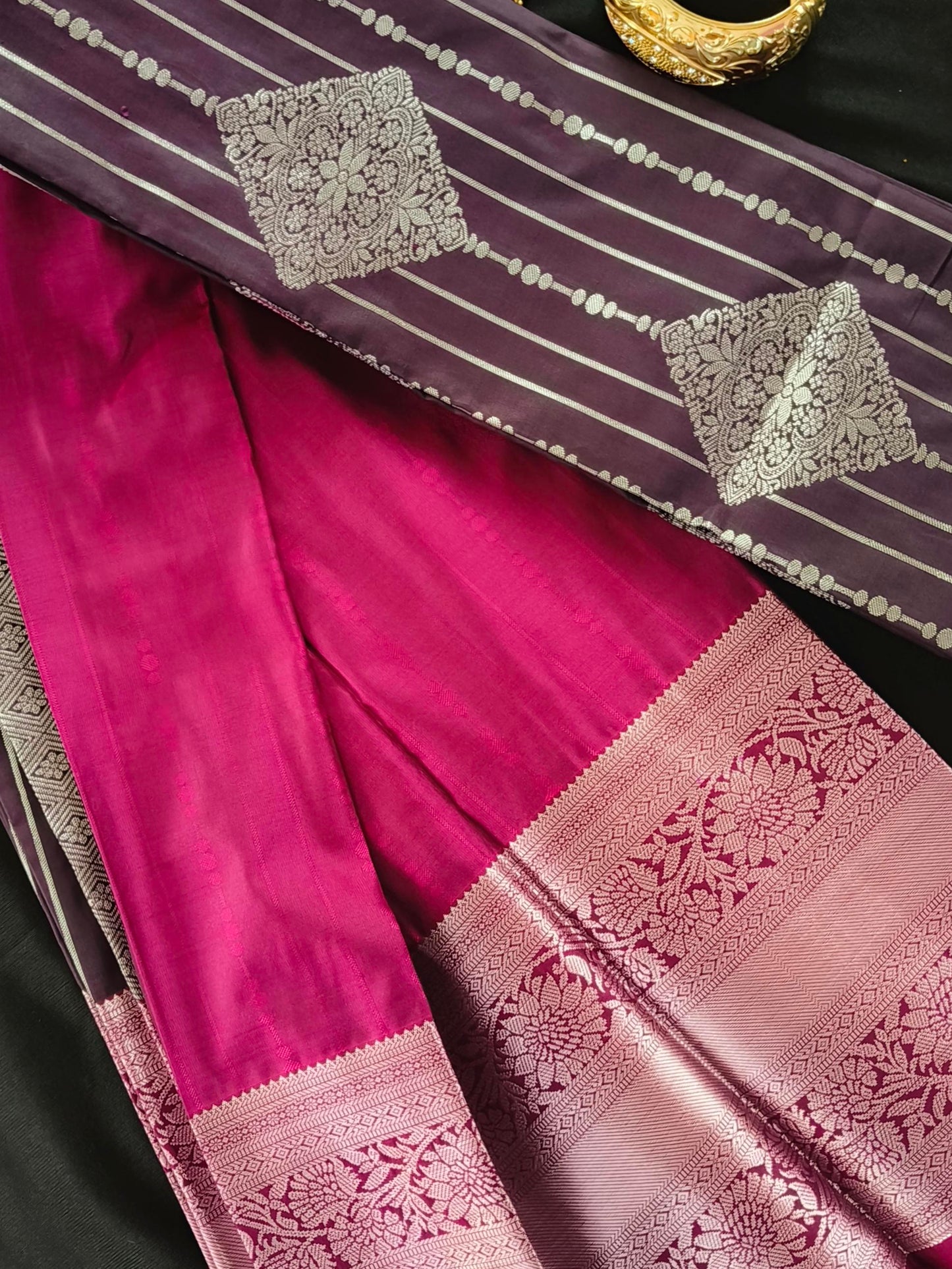 Silver Border-Semi Silk Maroon Saree