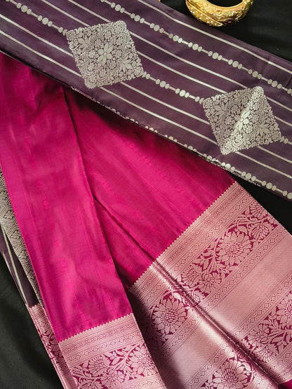 Silver Border-Semi Silk Maroon Saree