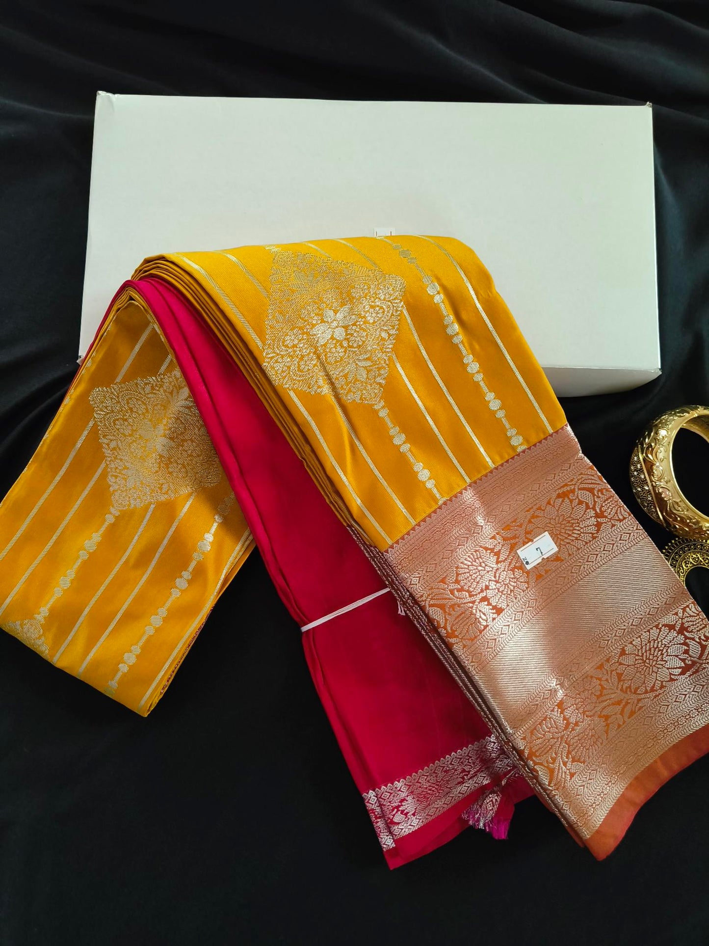 Silver Border-Semi Silk Yellow Saree