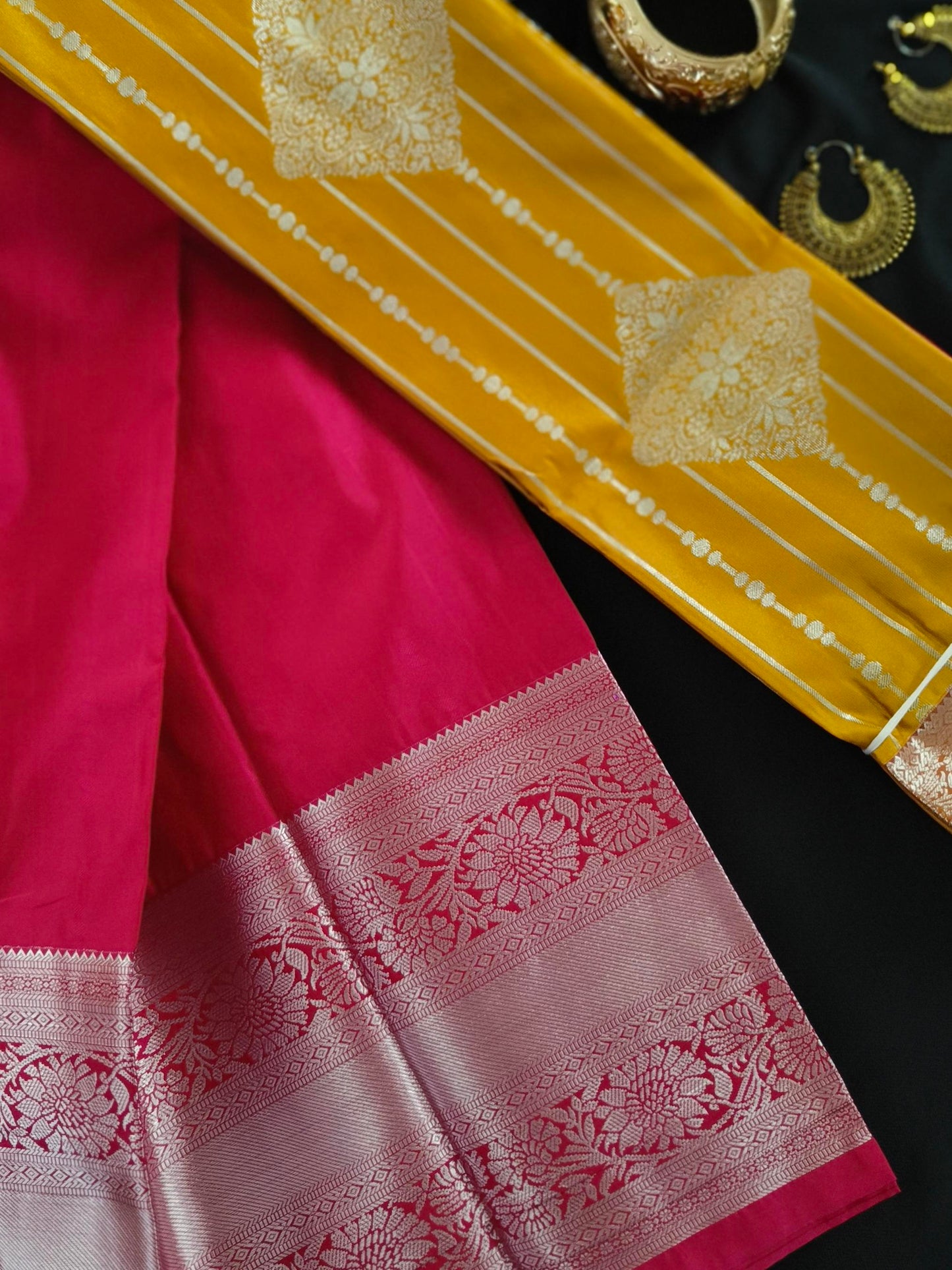 Silver Border-Semi Silk Yellow Saree