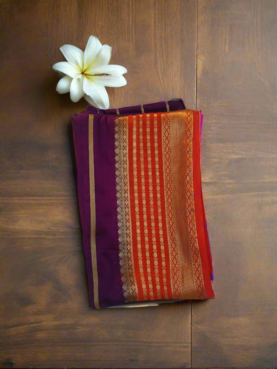 Mysore Semi Crepe Saree - Purple