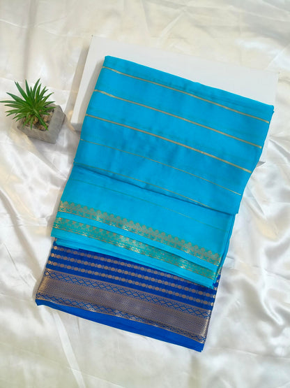Mysore Semi Crepe Saree - Sky blue
