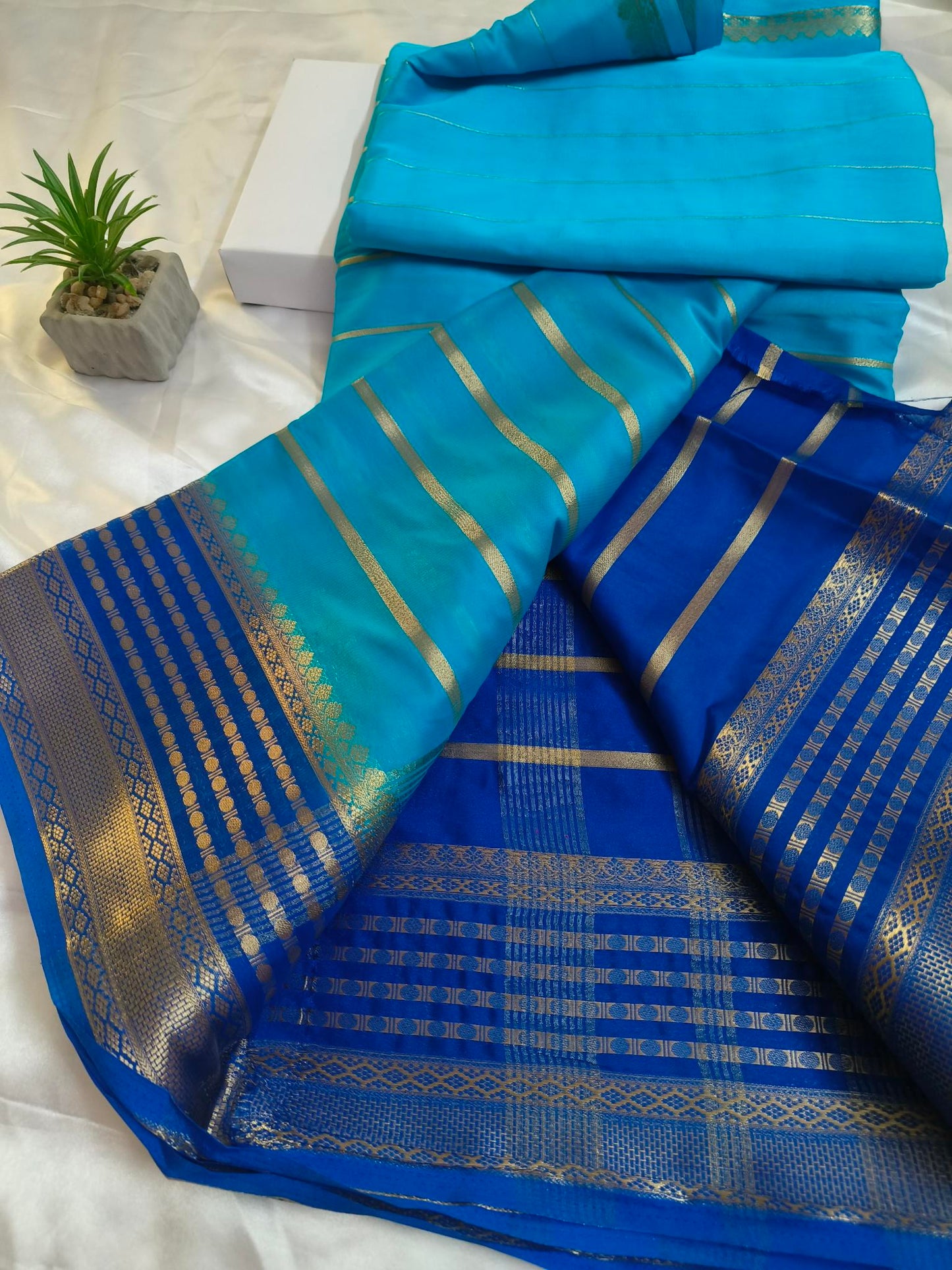 Mysore Semi Crepe Saree - Sky blue