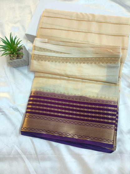 Mysore Semi Crepe Saree - White