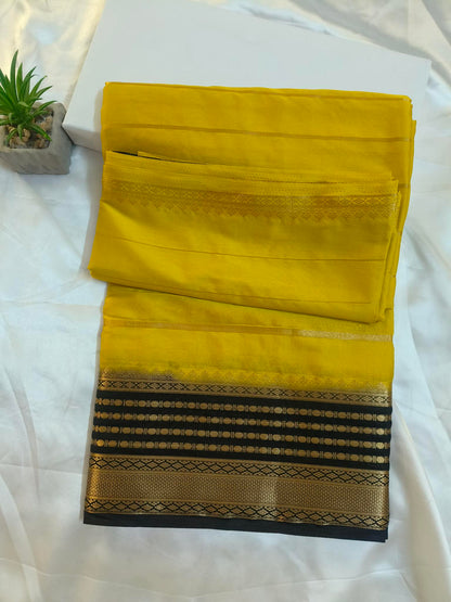 Mysore Semi Crepe Green with Black Saree