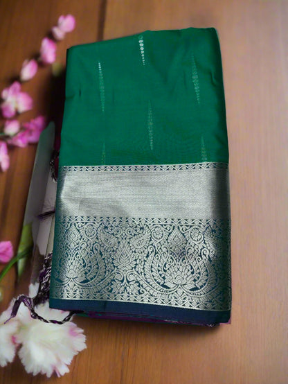 Rain drop Soft Silk Green Saree