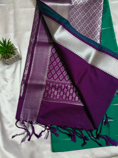 Rain drop Soft Silk Green Saree