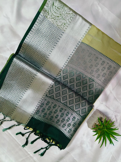 Rain Drop Soft Silk Light Green Saree