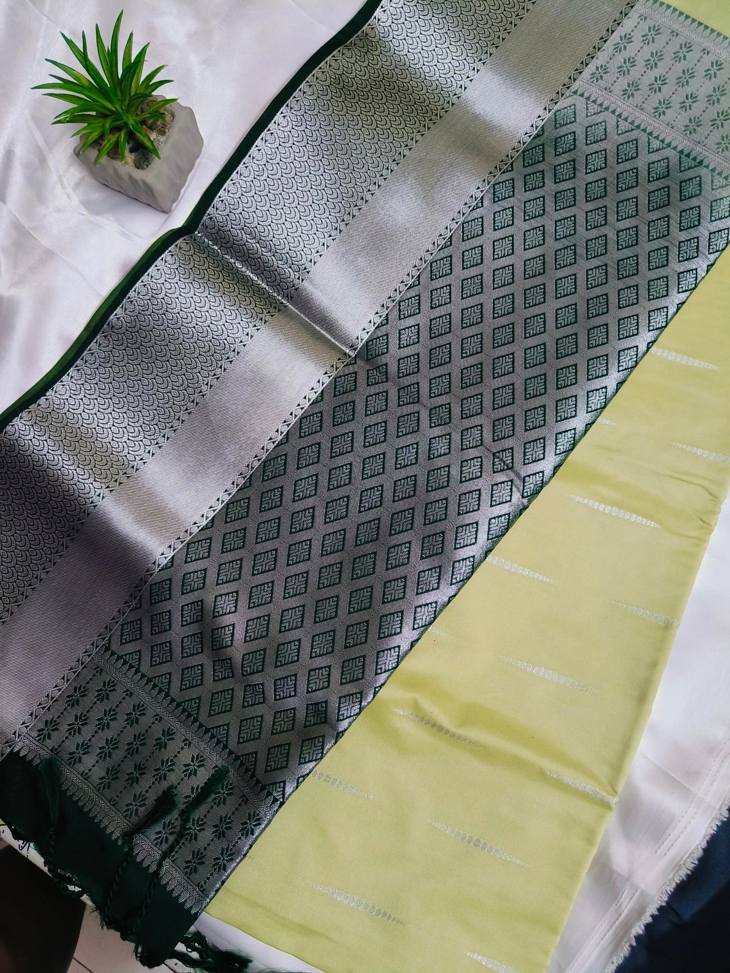 Rain Drop Soft Silk Light Green Saree