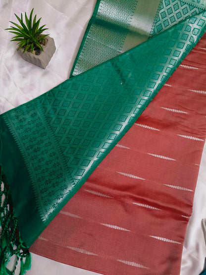 Rain drop Soft silk Rust Brown Saree