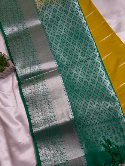 Rain drop Soft Silk Yellow Saree