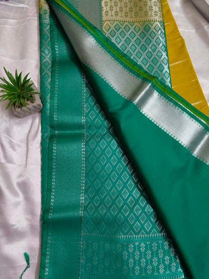 Rain drop Soft Silk Yellow Saree