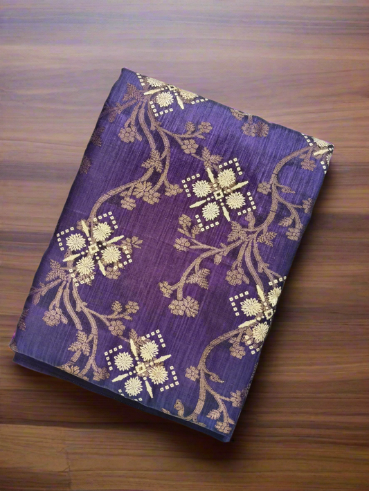 Digital and Butta Georgette Saree - Purple.