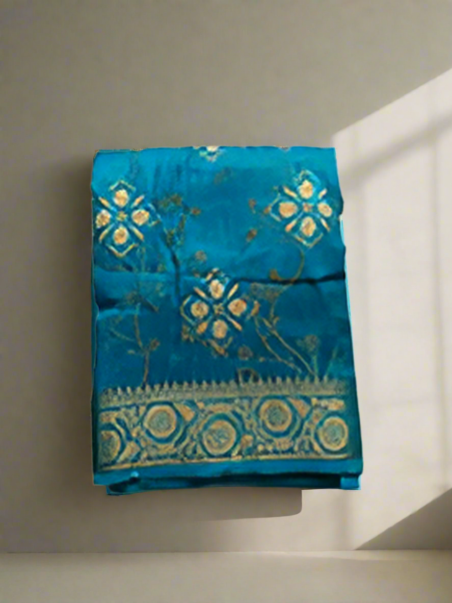 Digital and Butta Georgette Saree - Sky Blue