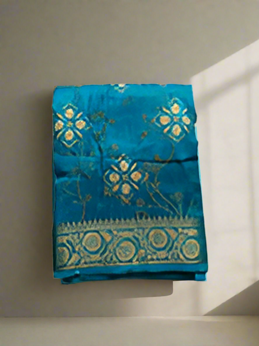 Digital and Butta Georgette Saree - Sky Blue