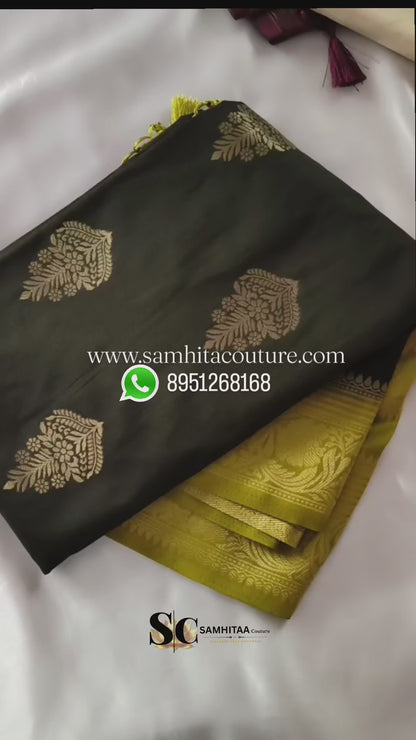 Chinon Crushed Black Saree