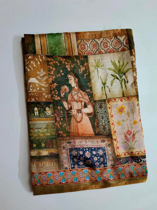 Digital Print- Fancy Saree - Green