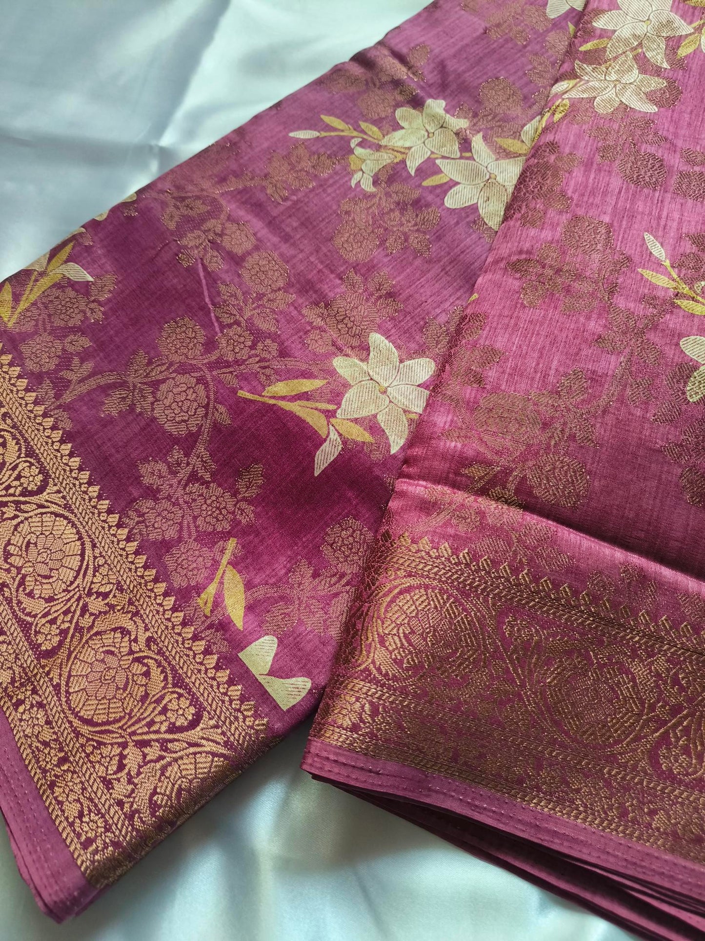 Digital and Butta Georgette Saree - Rust Pink