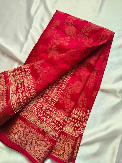 Digital and Butta Georgette Saree - Red