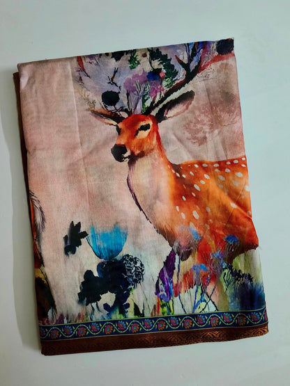 Digital Print- Fancy Saree - Brown