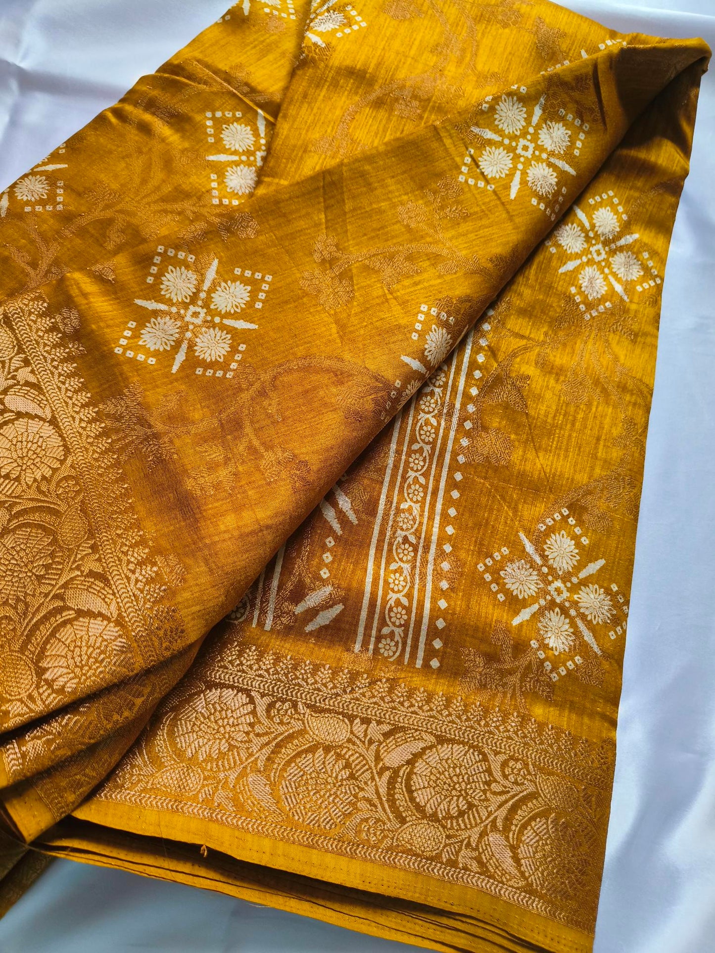 Digital and Butta Georgette Saree - Yellow