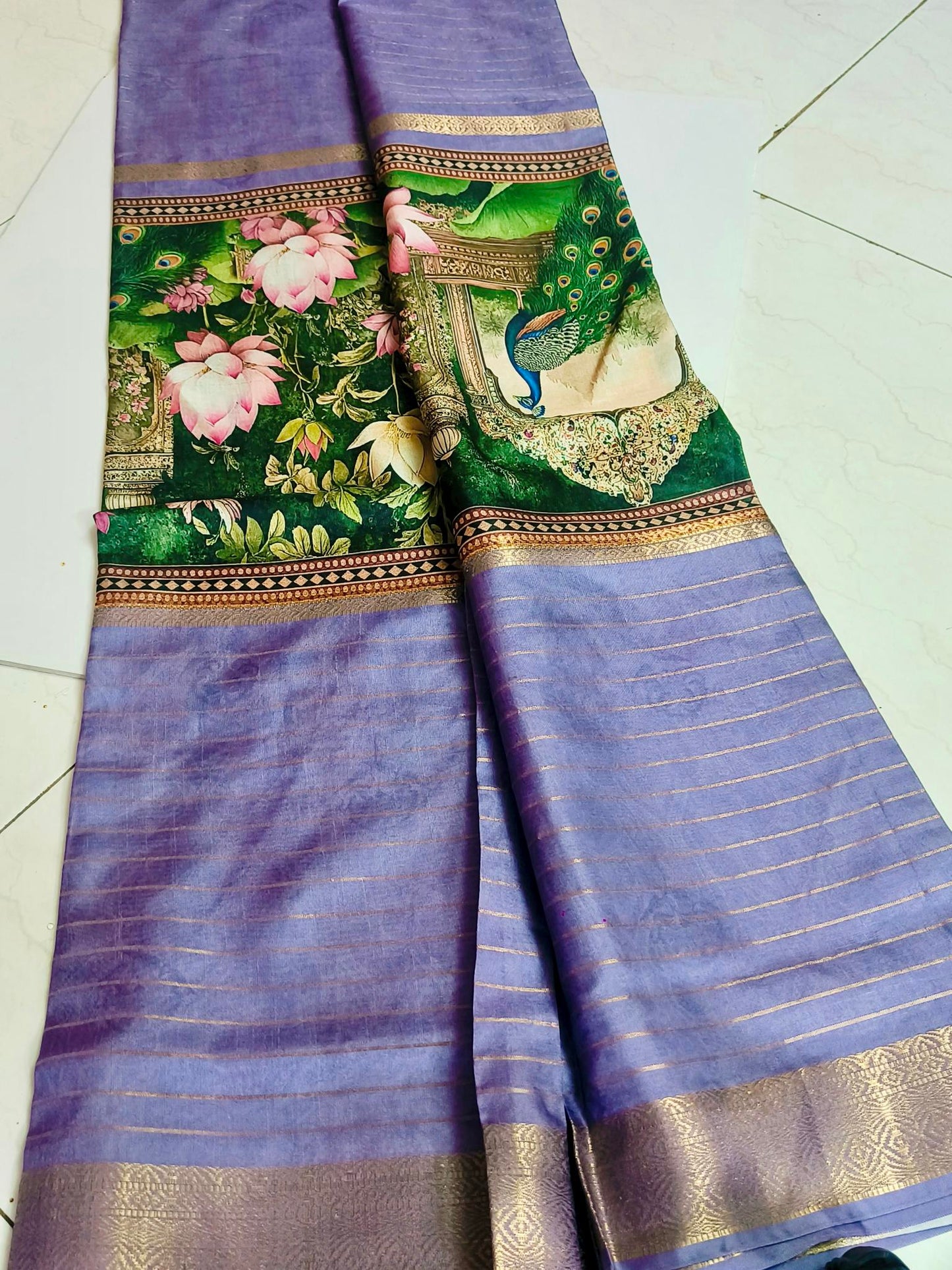 Digital Print- Fancy Saree - Lavander