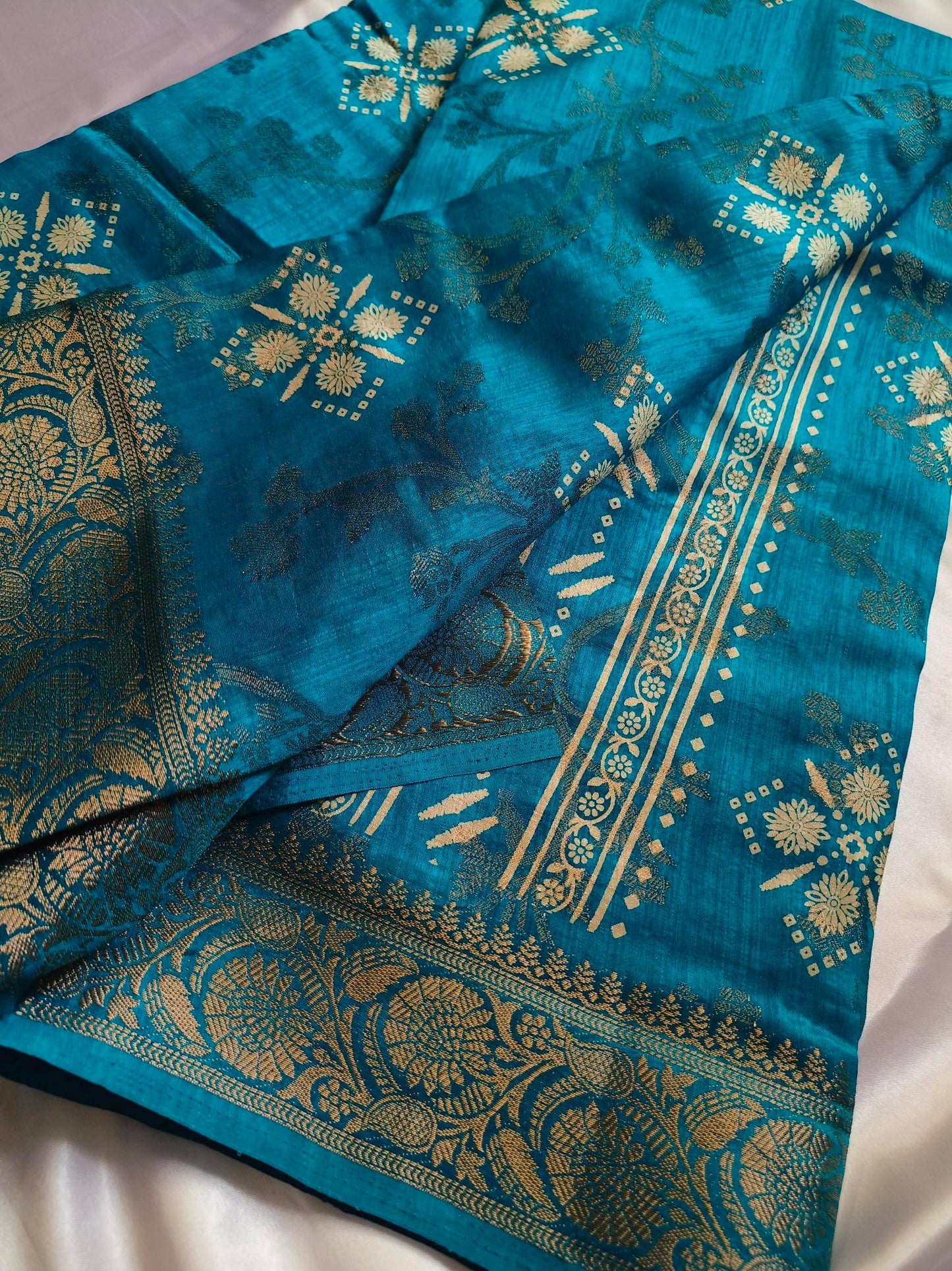 Digital and Butta Georgette Saree - Sky Blue