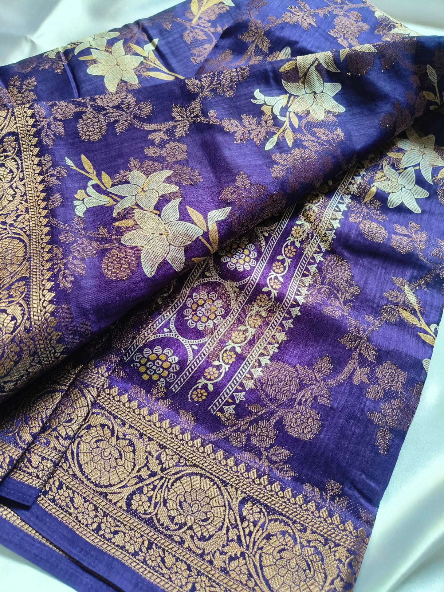 Digital and Butta Georgette Saree - Purple