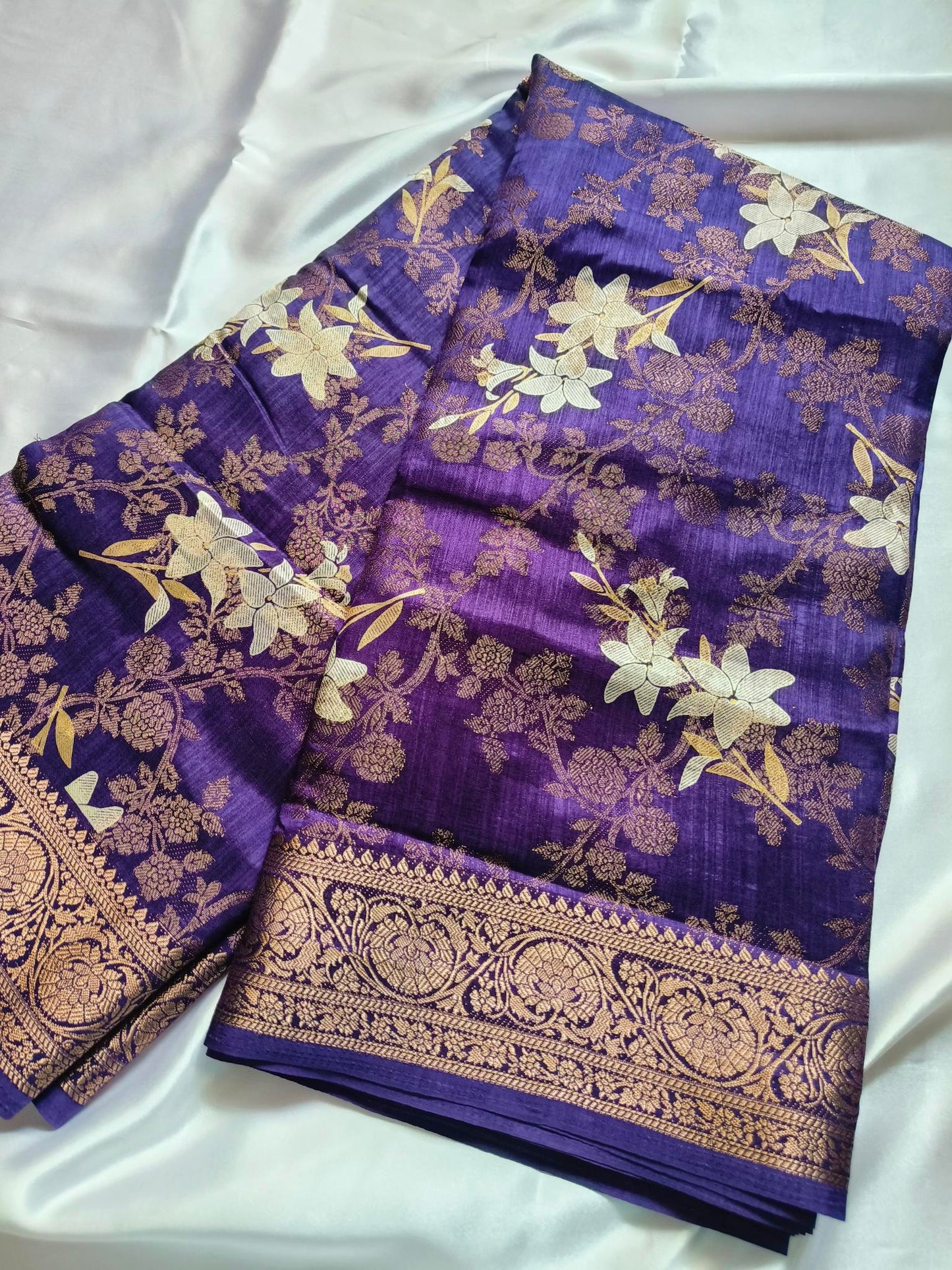 Digital and Butta Georgette Saree - Purple