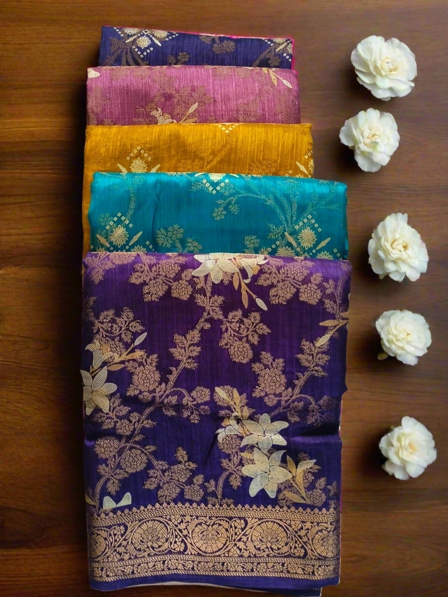 Digital and Butta Georgette Saree - Yellow