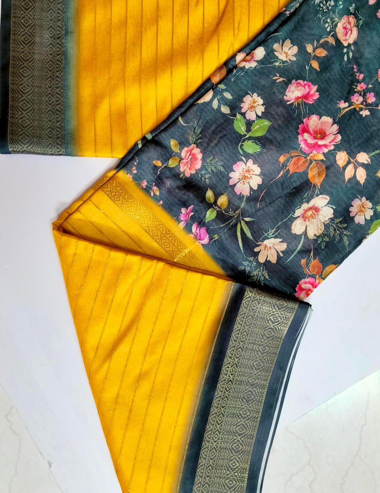 Digital Print- Fancy Saree - Yellow